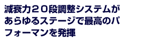 減衰力20段調整システムがあらゆるステージで最高のパフォーマンスを発揮